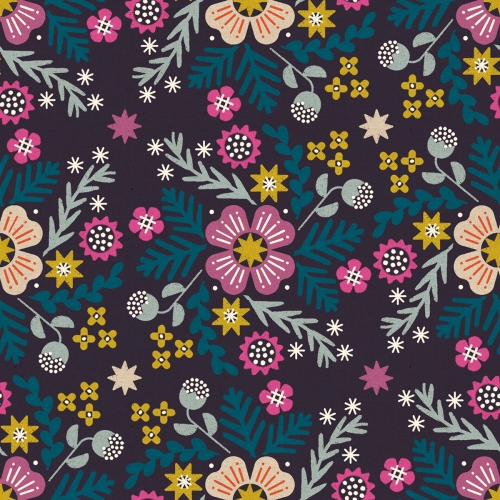 Baumwolle Patchwork - Rashida Coleman Hale - Ruby Star Society - Pivot - Wildflower Eggplant Black - Canvas Leinen